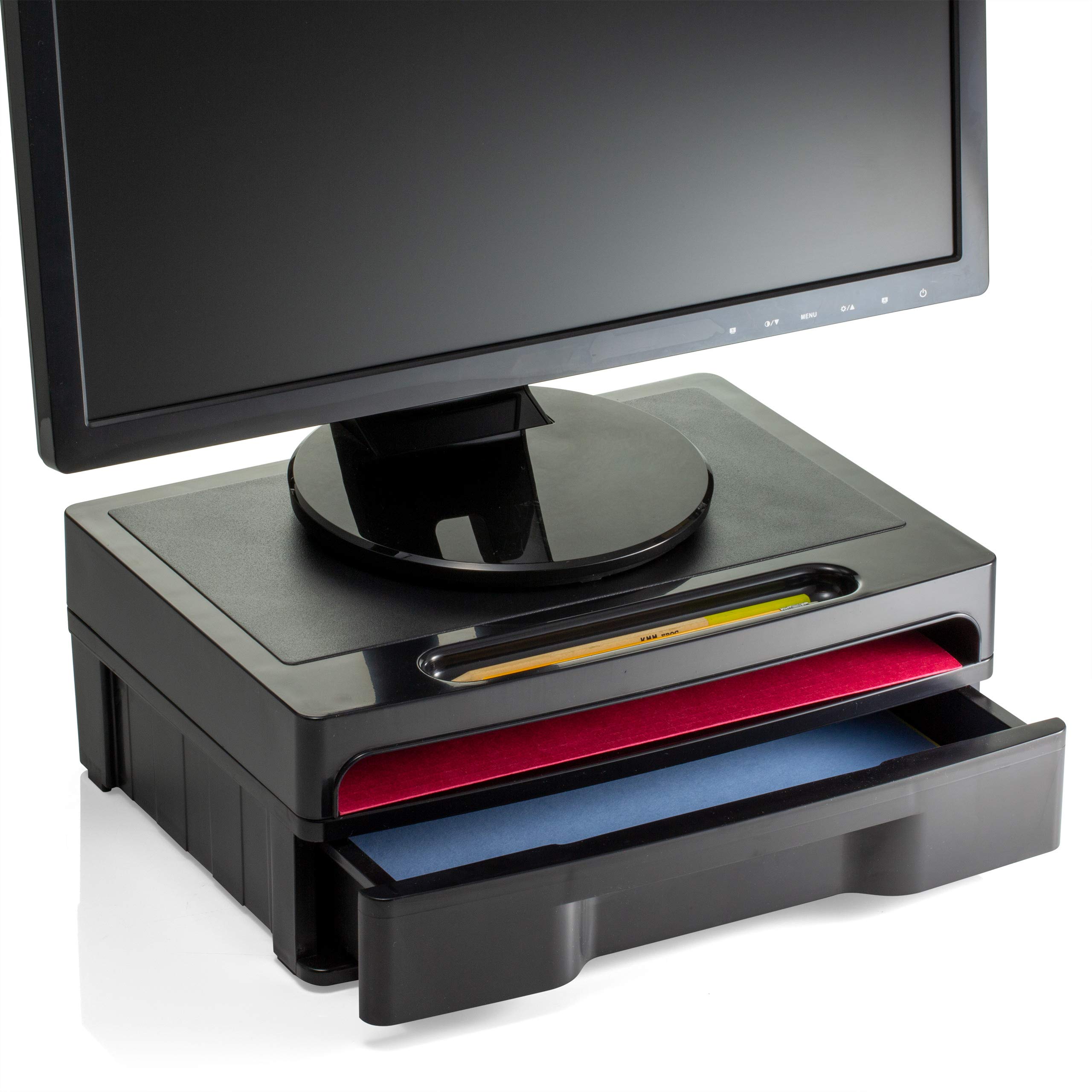 Officemate 2200 Series Executive Monitor Stand with Drawer, Black (22502) - Image 4