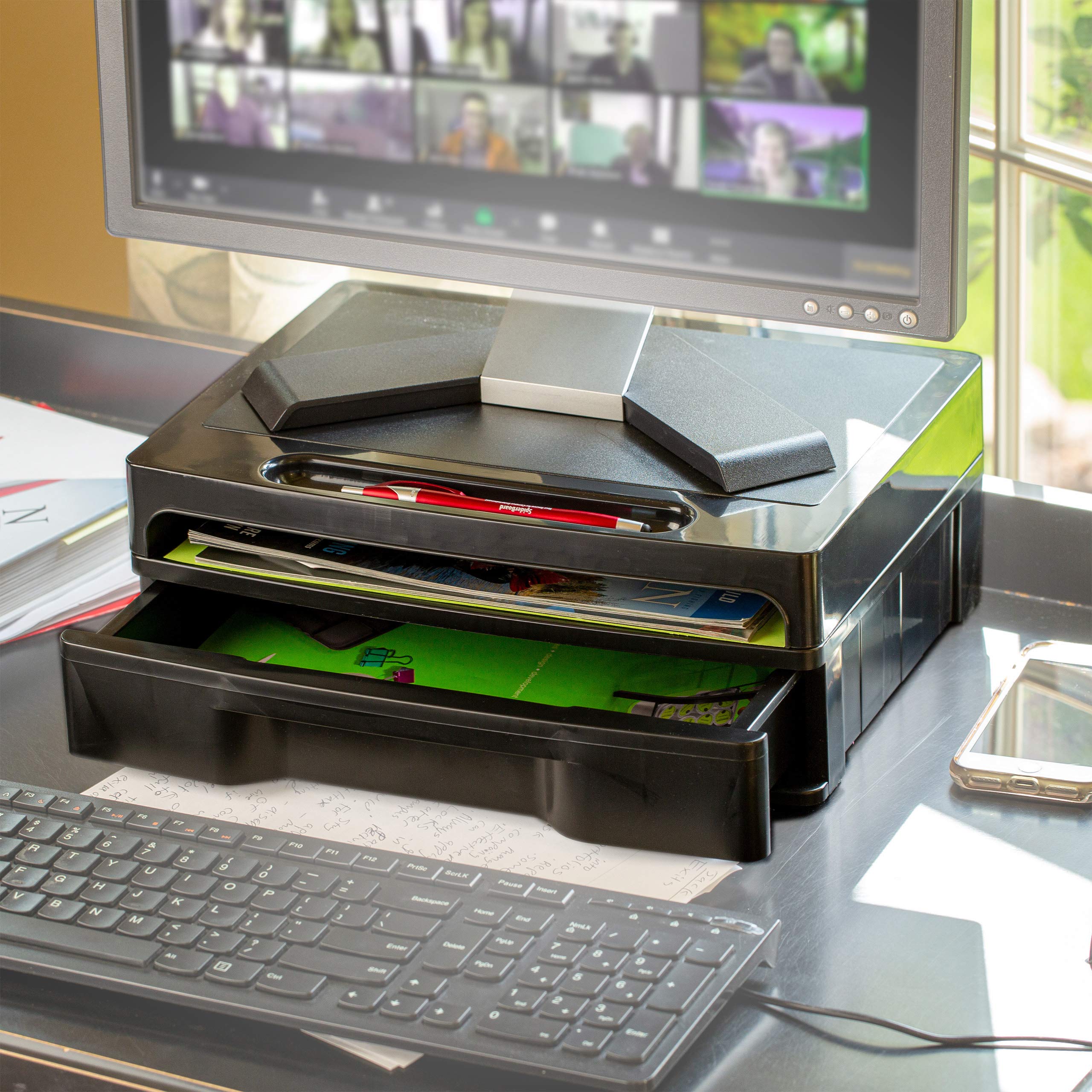 Officemate 2200 Series Executive Monitor Stand with Drawer, Black (22502) - Image 6