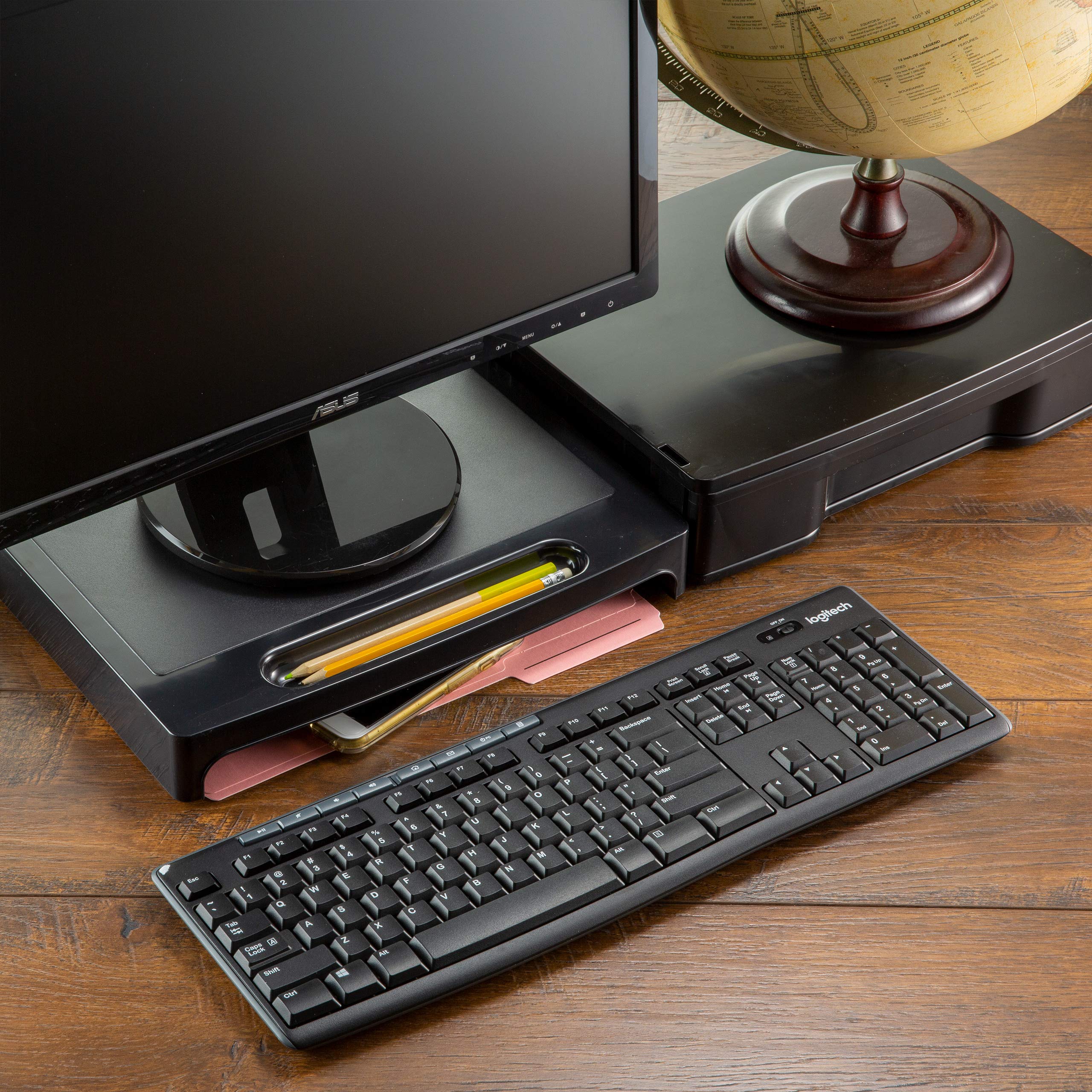 Officemate 2200 Series Executive Monitor Stand with Drawer, Black (22502) - Image 7
