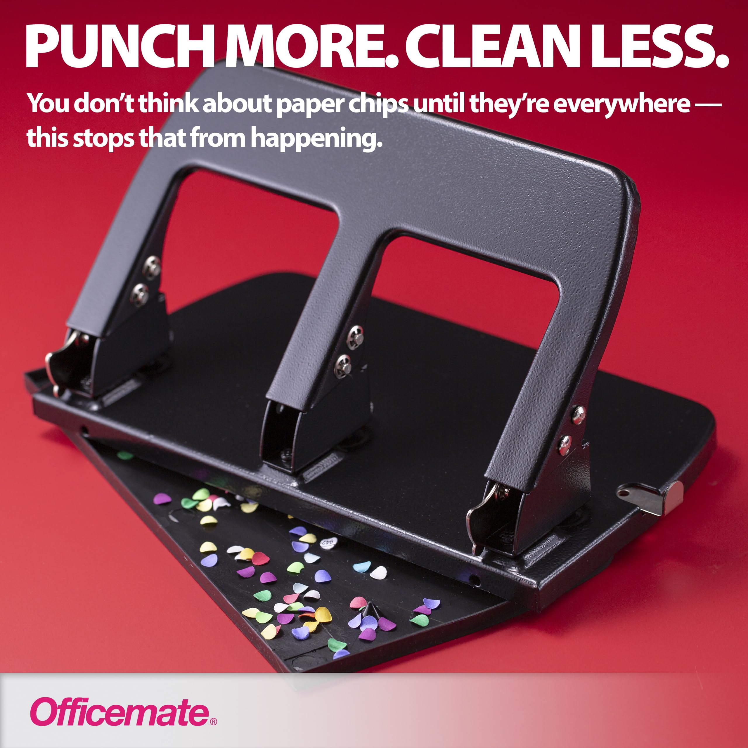 Officemate 3-Hole Punch, Medium Duty, 30-Sheet Capacity, Ergonomic Handles, Adjustable Paper Guide, Durable Metal Base, Black - Image 6