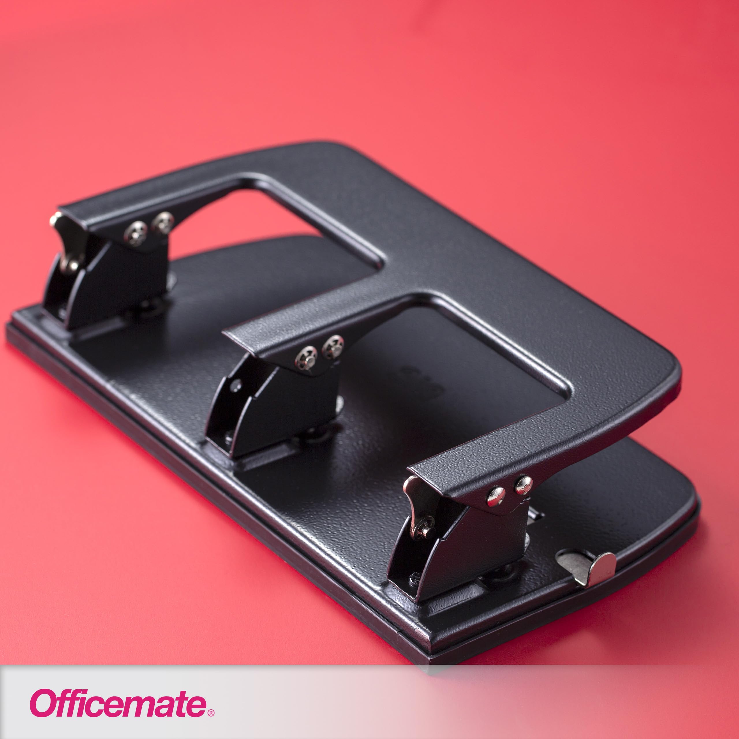 Officemate 3-Hole Punch, Medium Duty, 30-Sheet Capacity, Ergonomic Handles, Adjustable Paper Guide, Durable Metal Base, Black - Image 7