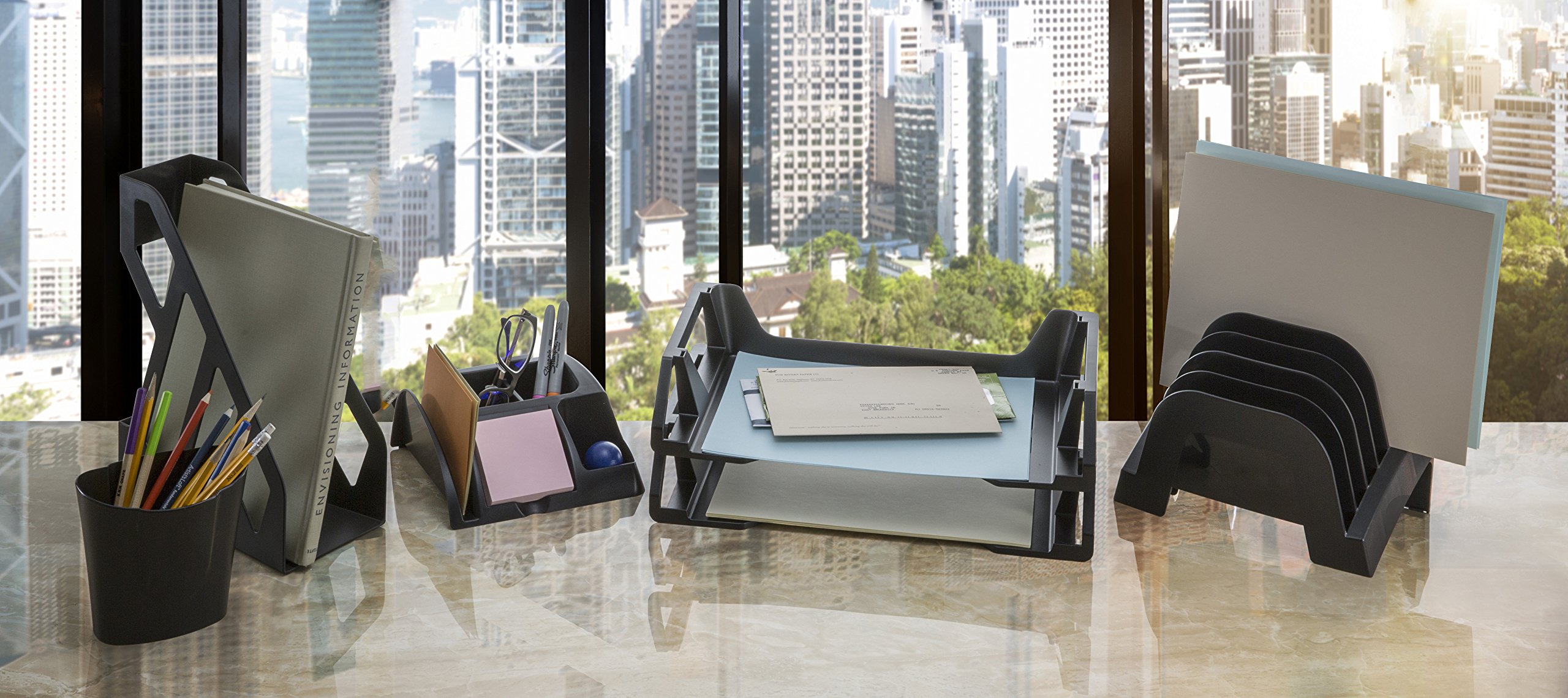 Officemate Achieva Desk Organizer, Recycled, Black (26219) - Image 4