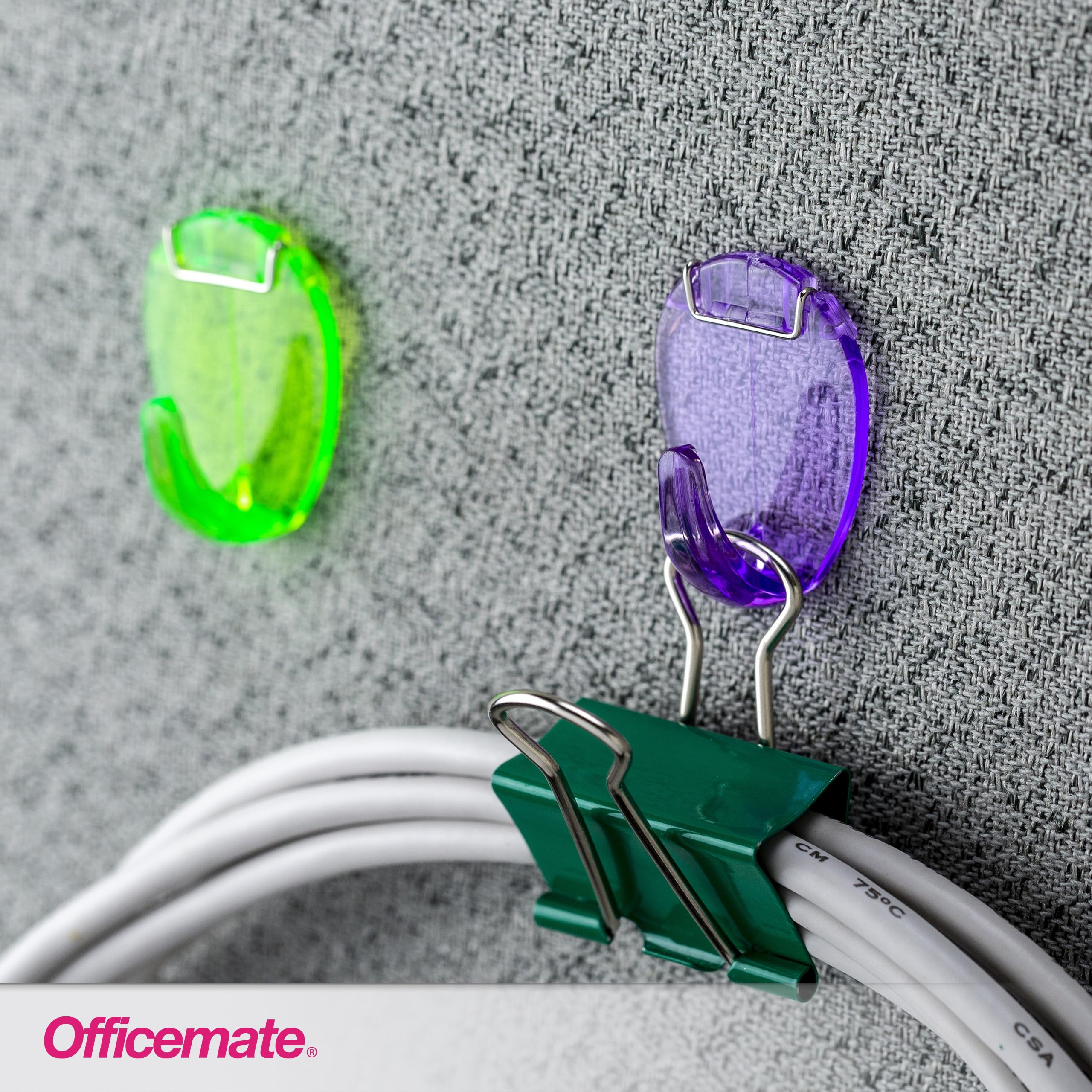 Officemate Cubicle Hooks, Assorted Translucent Colors, Pack of 5 (30181) - Image 7