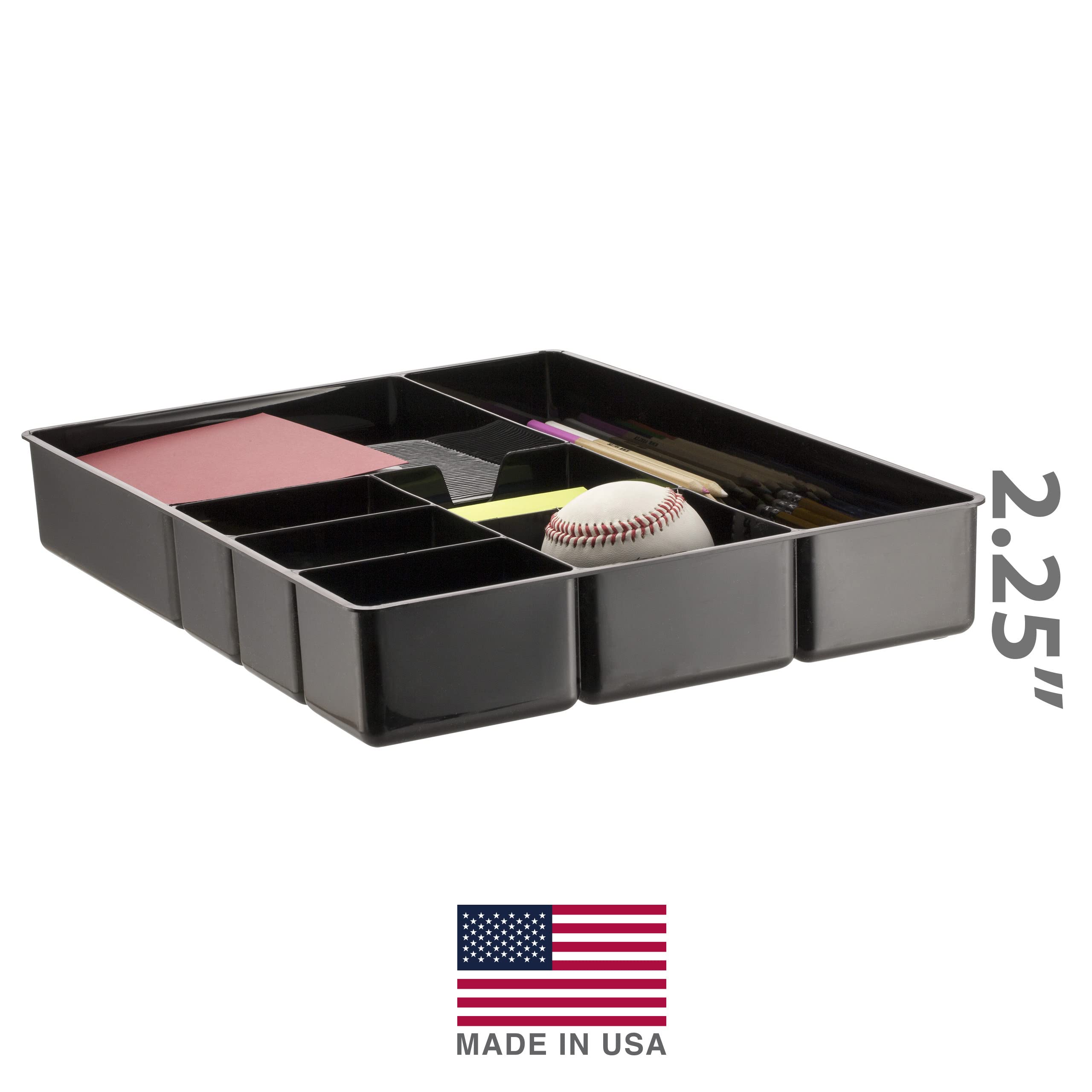 Officemate Deep Drawer Organizer Tray, 8 Compartments, 2 1/4"H x 15 1/8"W x 11 1/2"D, Black - Image 3
