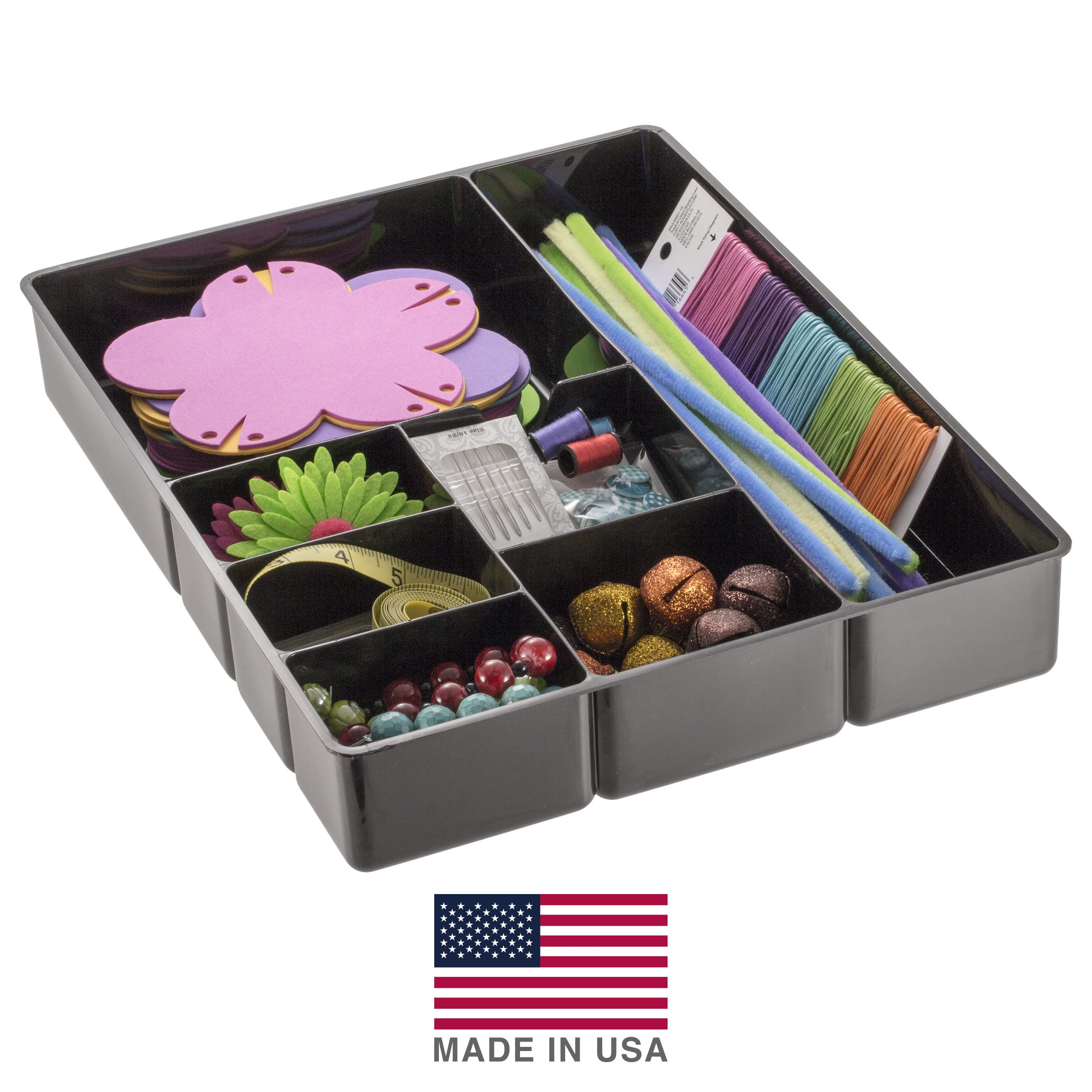 Officemate Deep Drawer Organizer Tray, 8 Compartments, 2 1/4"H x 15 1/8"W x 11 1/2"D, Black - Image 6