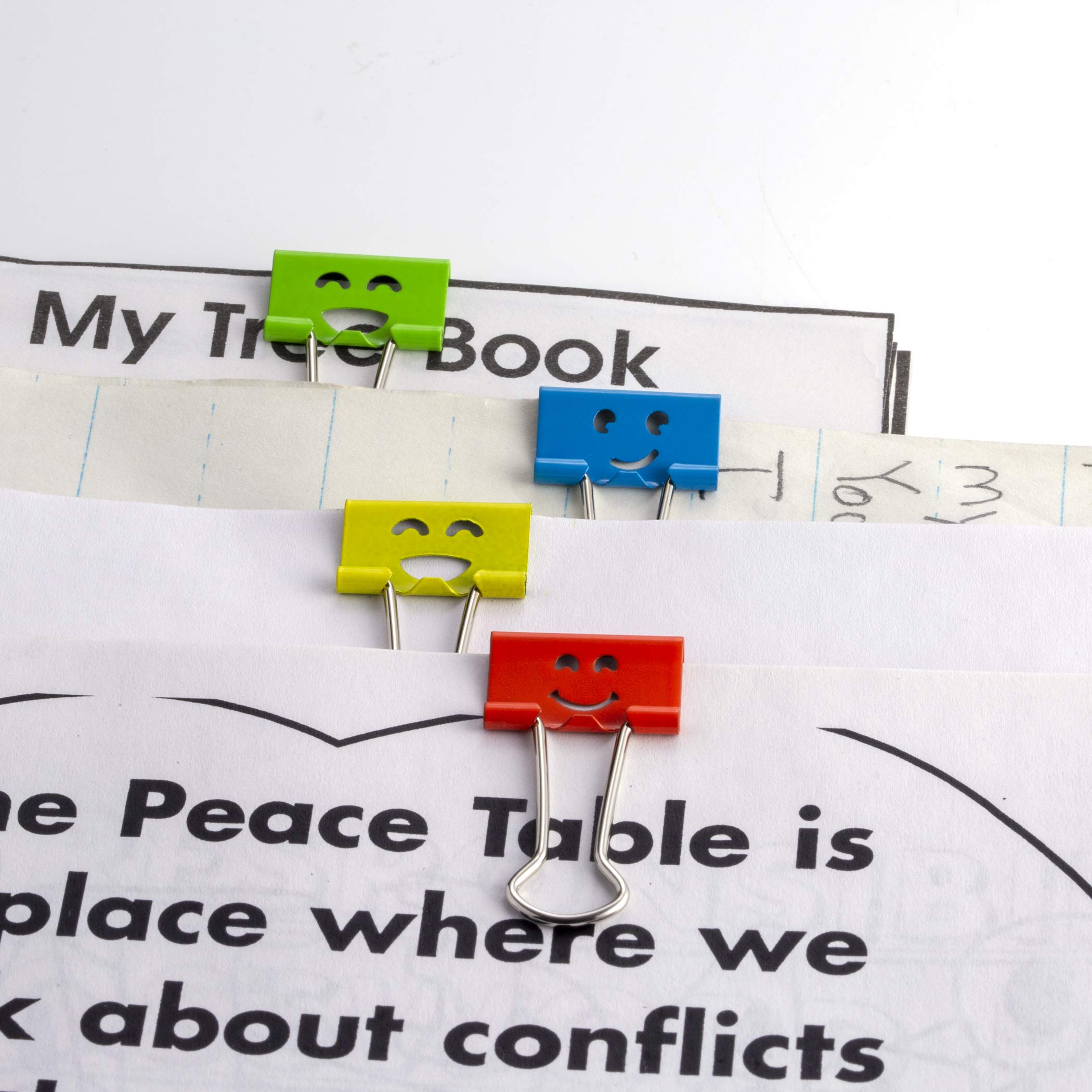 Officemate Happy Smiling Face Binder Clips, Small Size, 42 in Pack, Comes in Assorted Colors (31090) - Image 3