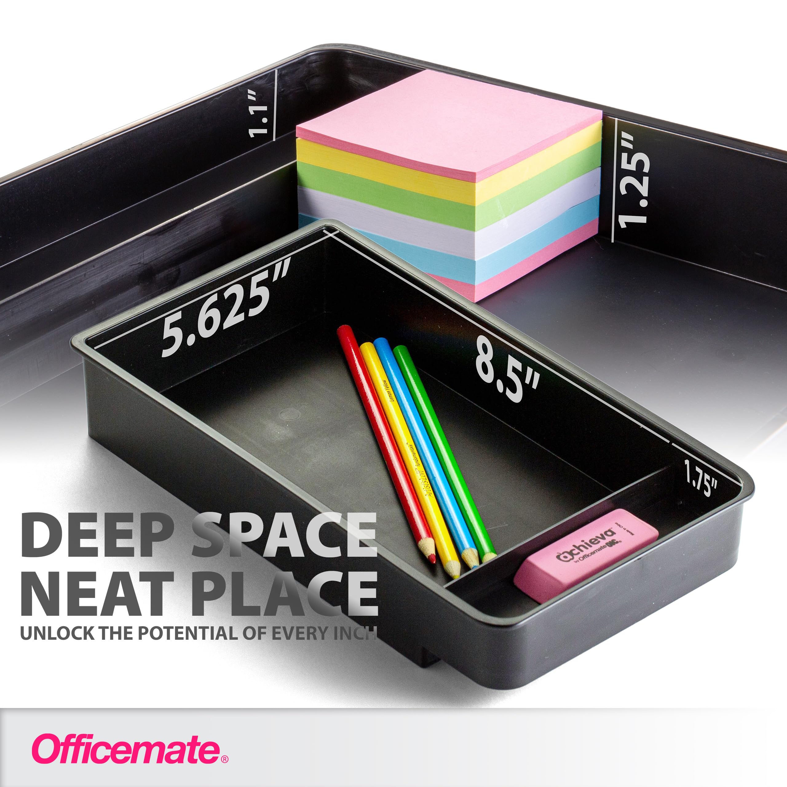 Officemate Medium Self-Adhesive Under Desk Drawer, Black, 6" x 10.75" x 1.875" (22532) - Image 3
