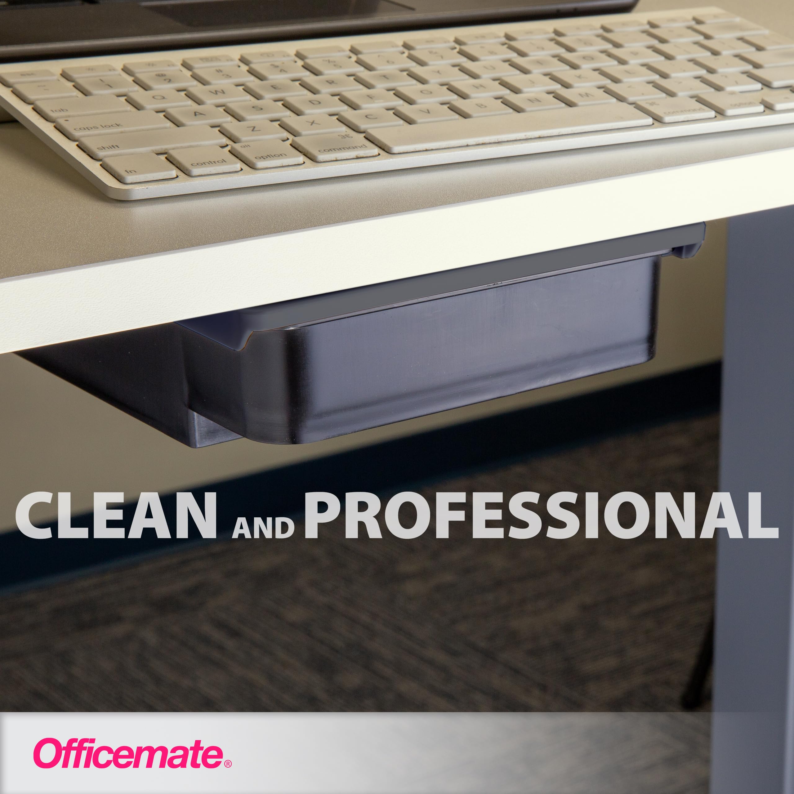 Officemate Medium Self-Adhesive Under Desk Drawer, Black, 6" x 10.75" x 1.875" (22532) - Image 5
