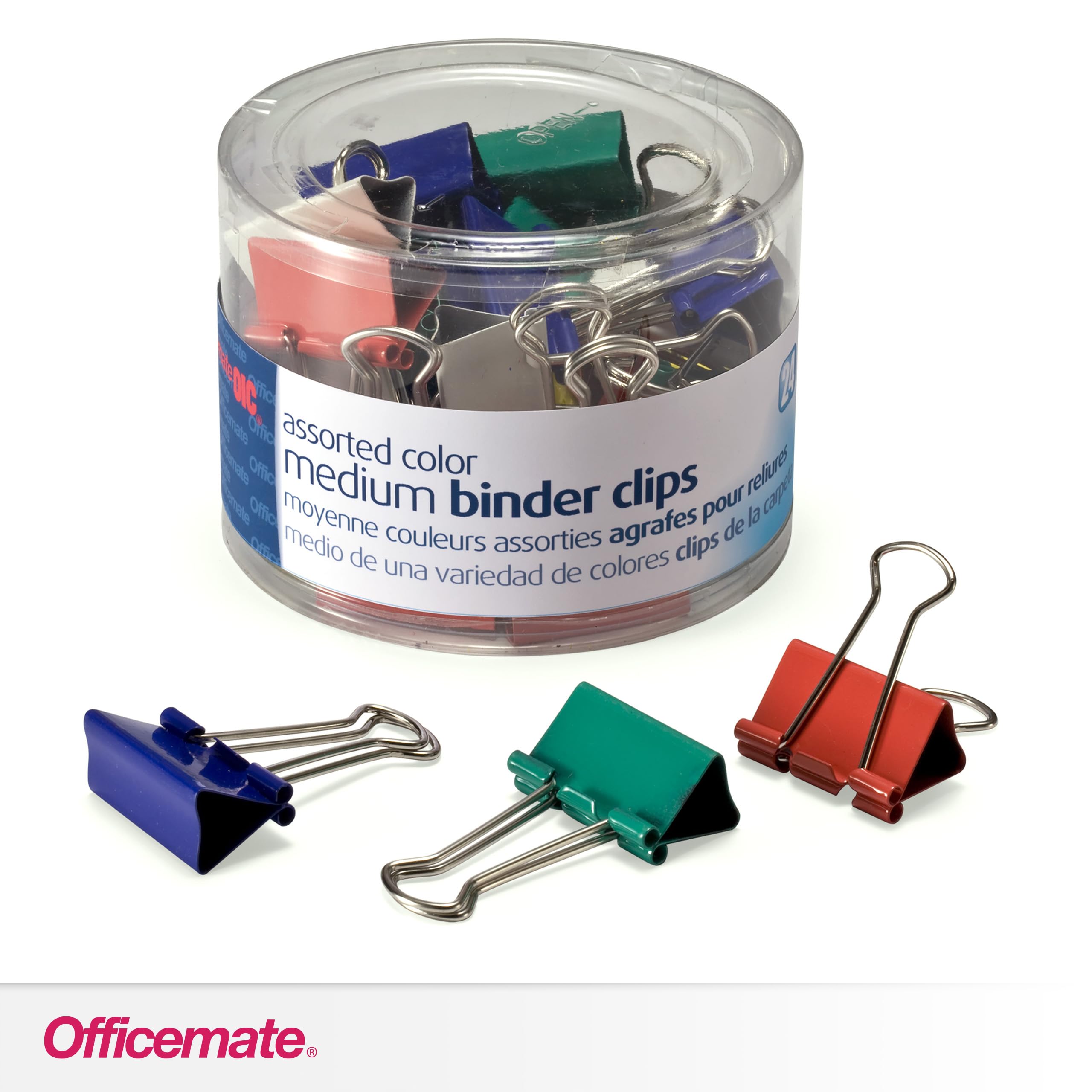 Officemate OIC-31029 Binder Clips, Metal, Assorted Colors, Medium, 24-Pack - Image 5