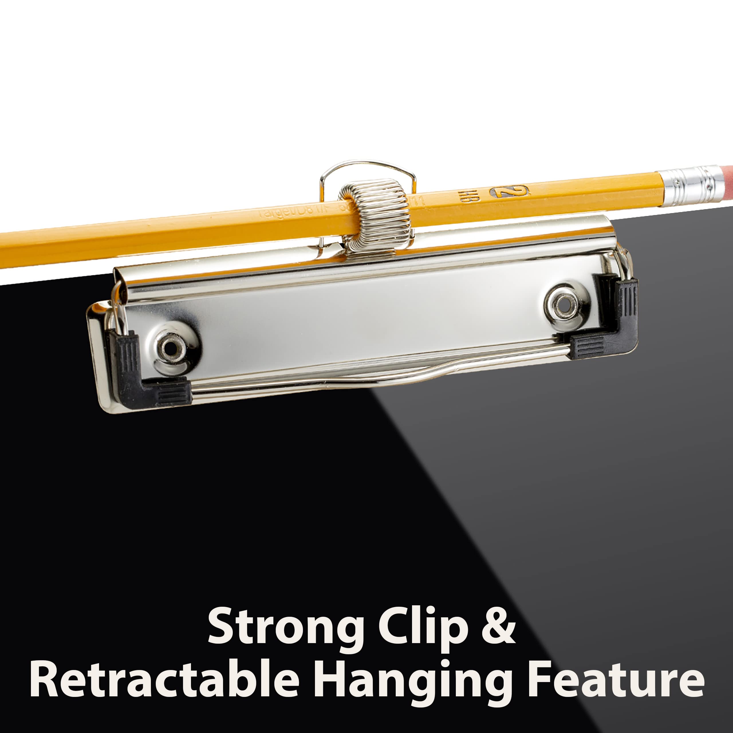 Officemate Plastic Clipboard, Letter Size, Low Profile Clip with Pen Holder, Black (83075) - Image 4