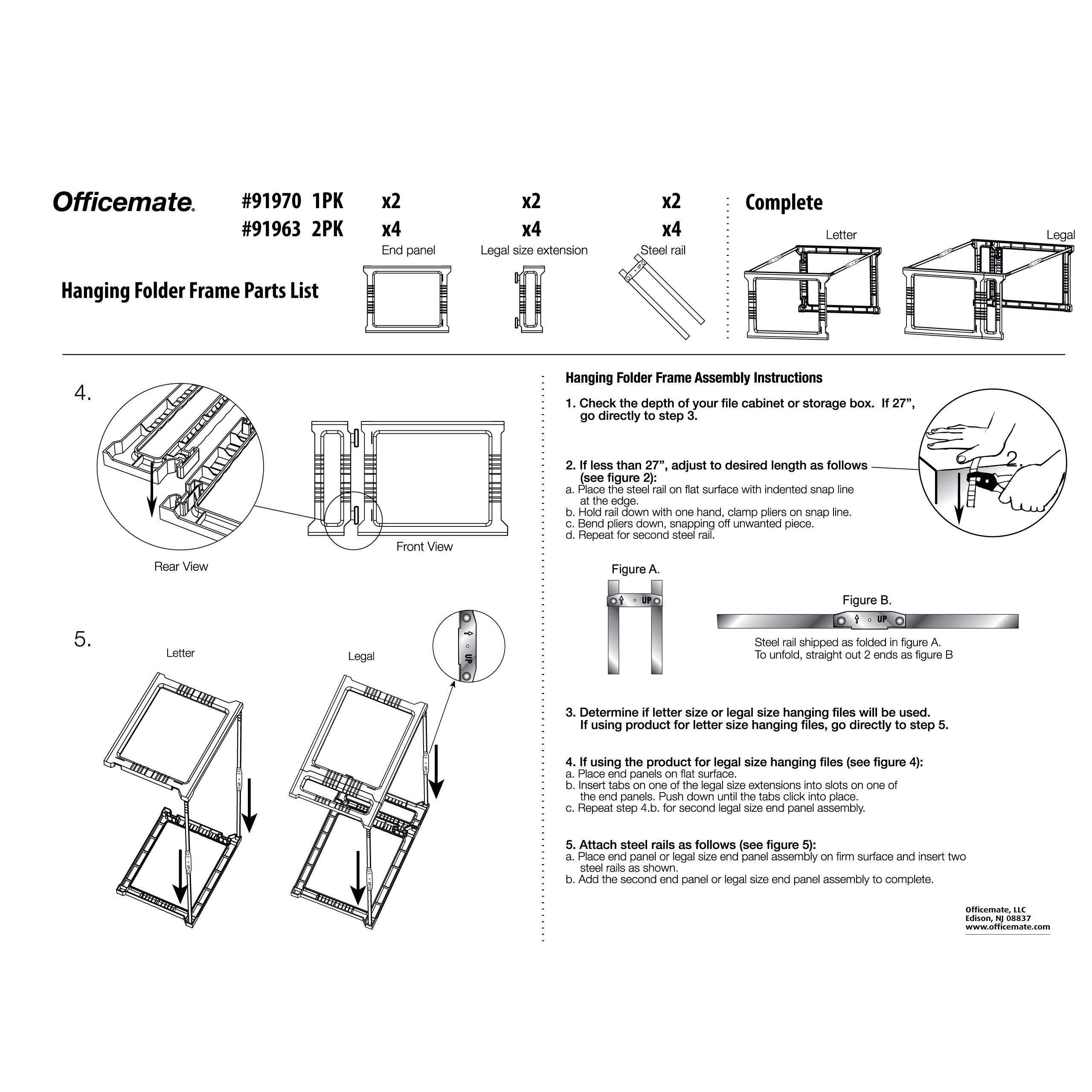 Officemate Plastic Hanging File Frames, Letter and Legal Size, Rails 24 to 27, 2 Sets (91963), Black - Image 10