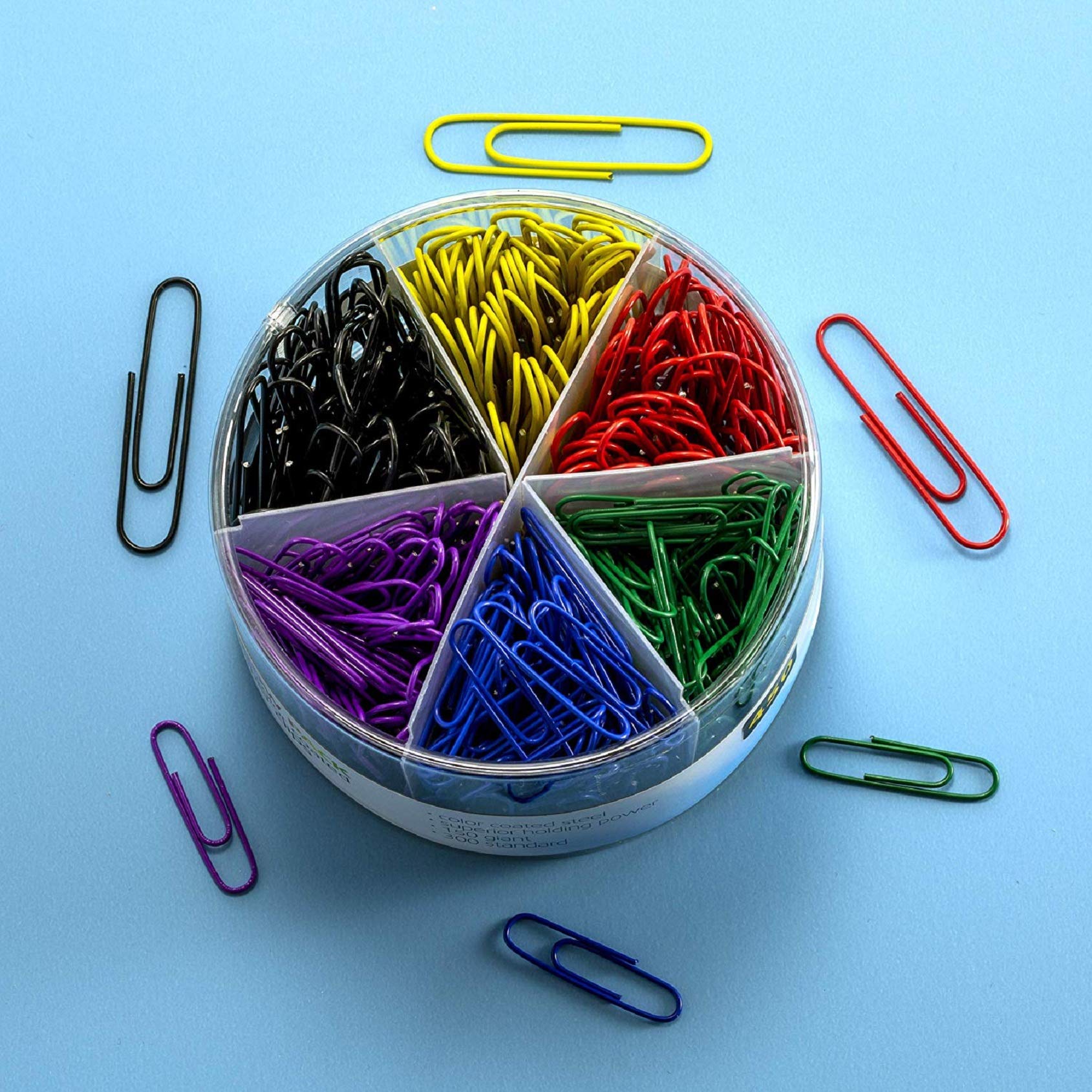Officemate PVC Free Color Coated Paper Clips, 450 Per Tub Office Paper Clamp (97229) - Image 4