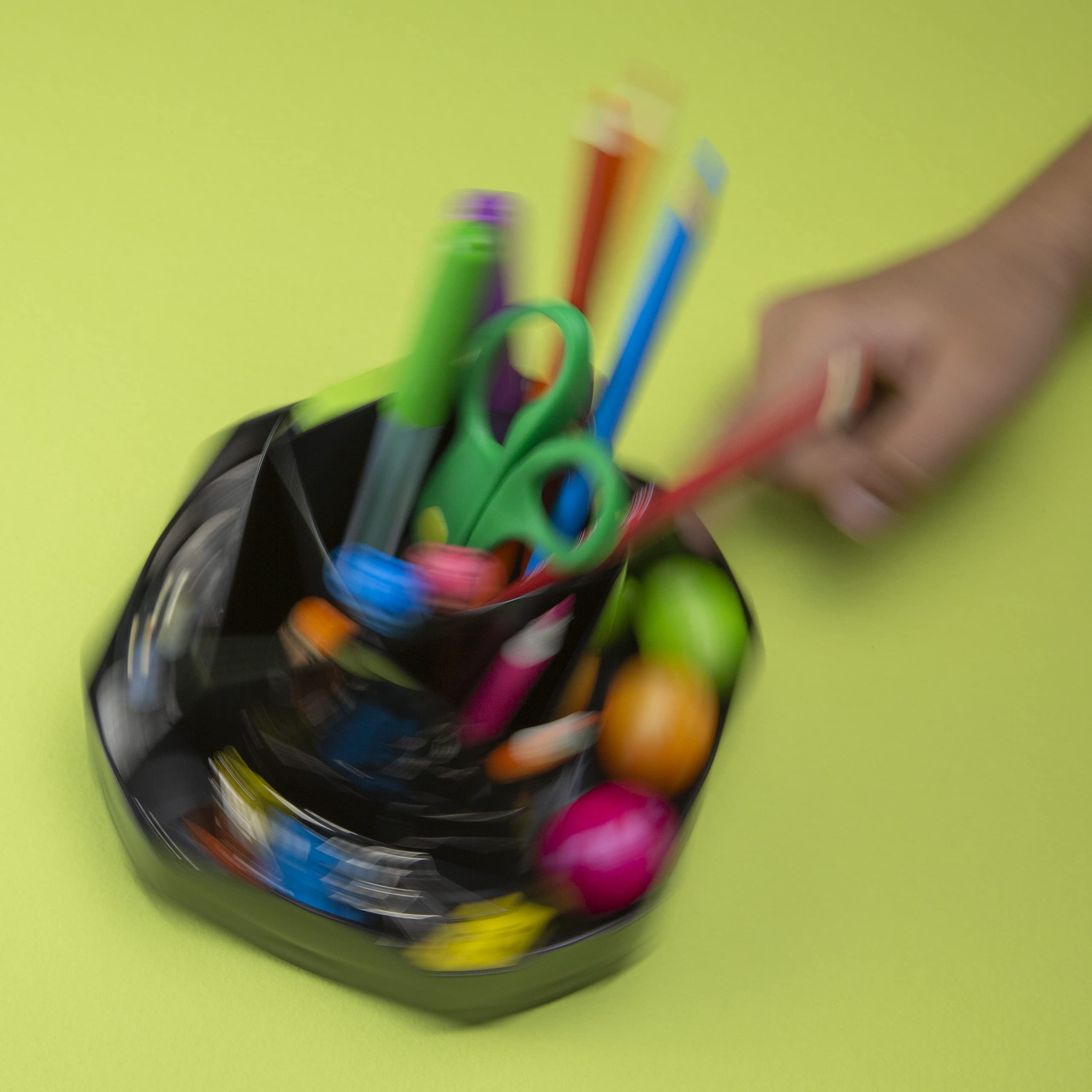 Officemate Recycled Compact Rotary Organizer, 9 Compartments, 5.5 W x 5.5 D x 3.875 H, Black (23152) - Image 5