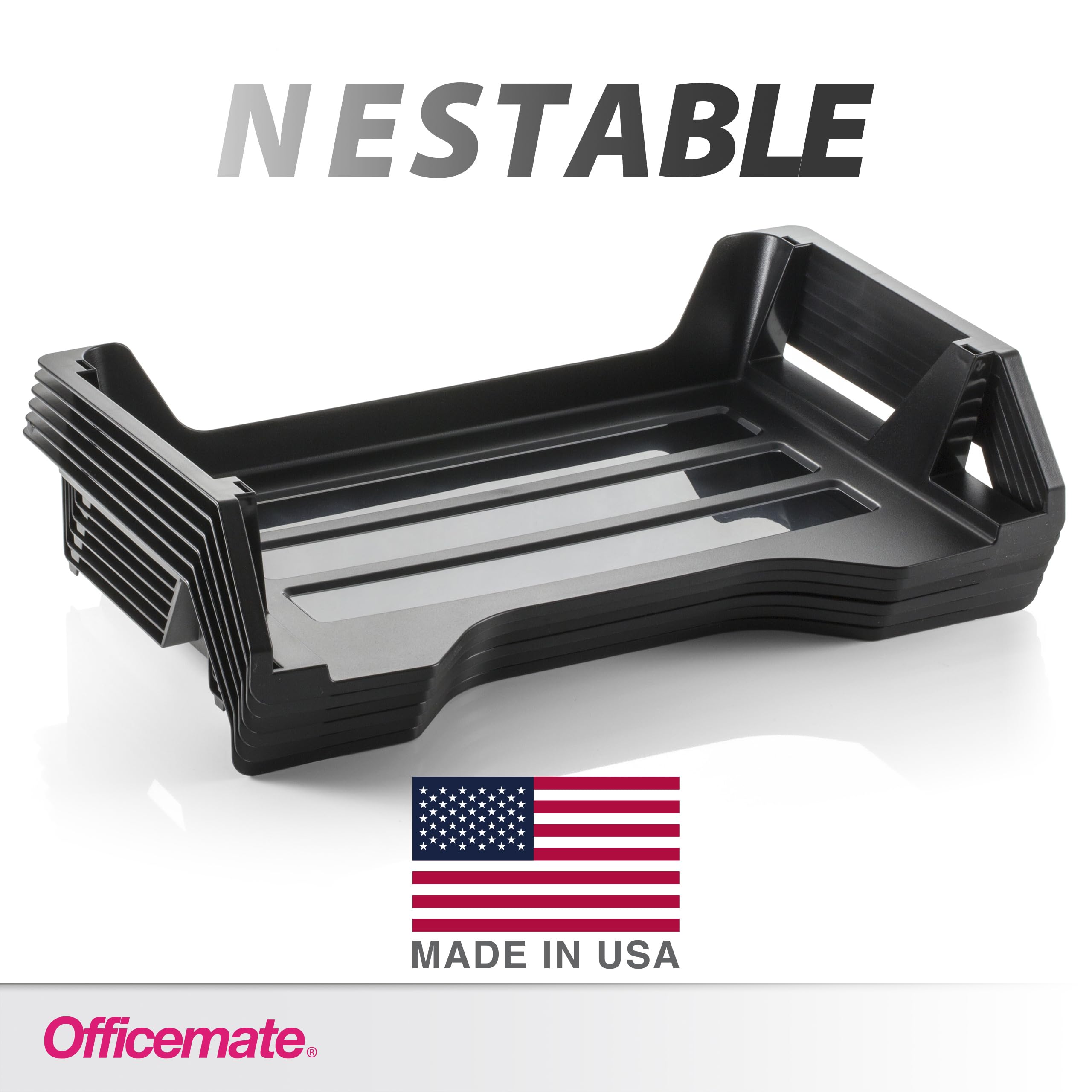 Officemate Recycled Desk Tray, Side Load, 15 1/8 x 8 7/8 x 15, Letter/A4, 6/PK (26212) - Image 3