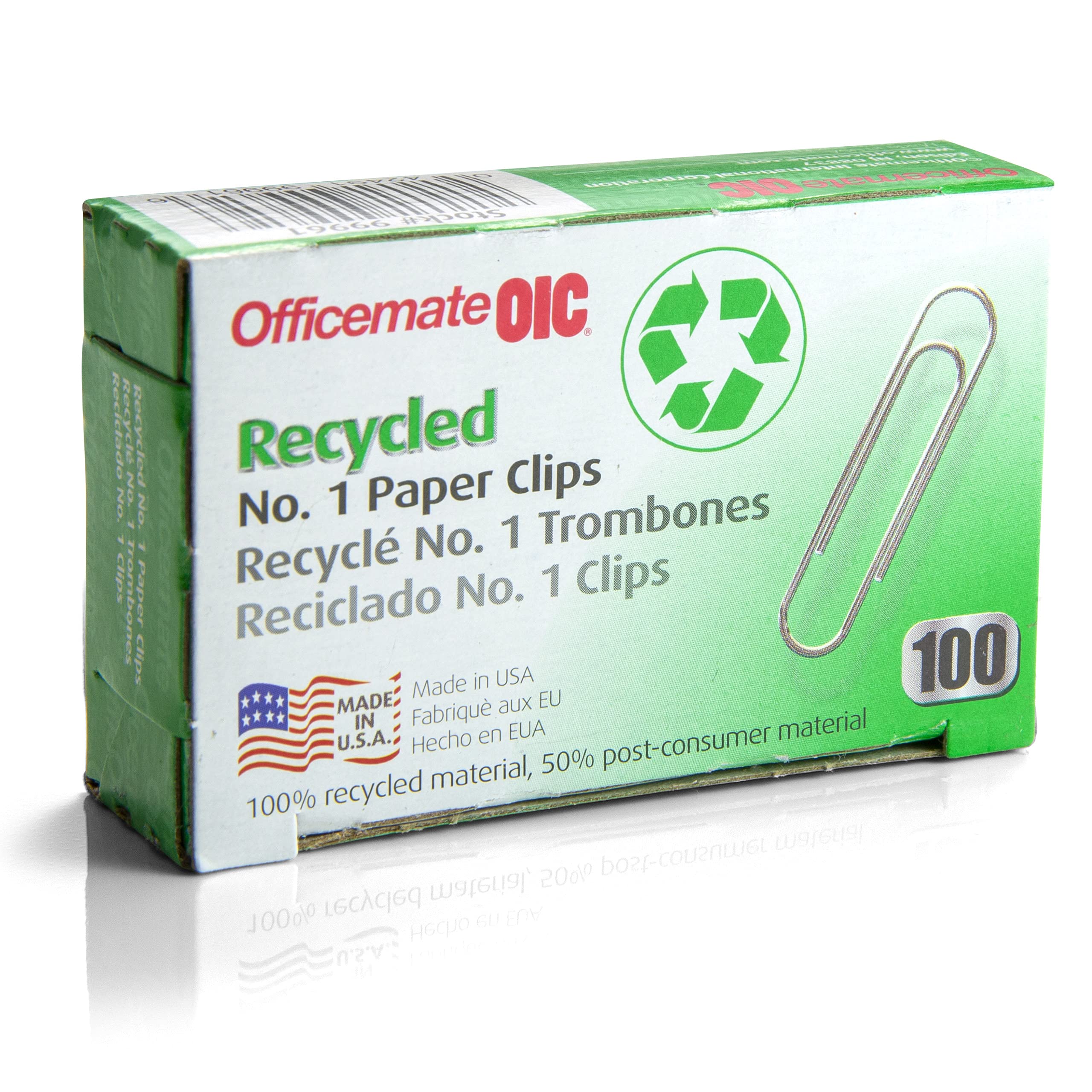 Officemate Recycled No. 1 Paper Clips, Pack of 10 Boxes of 100 Clips Each (99961) - Image 4