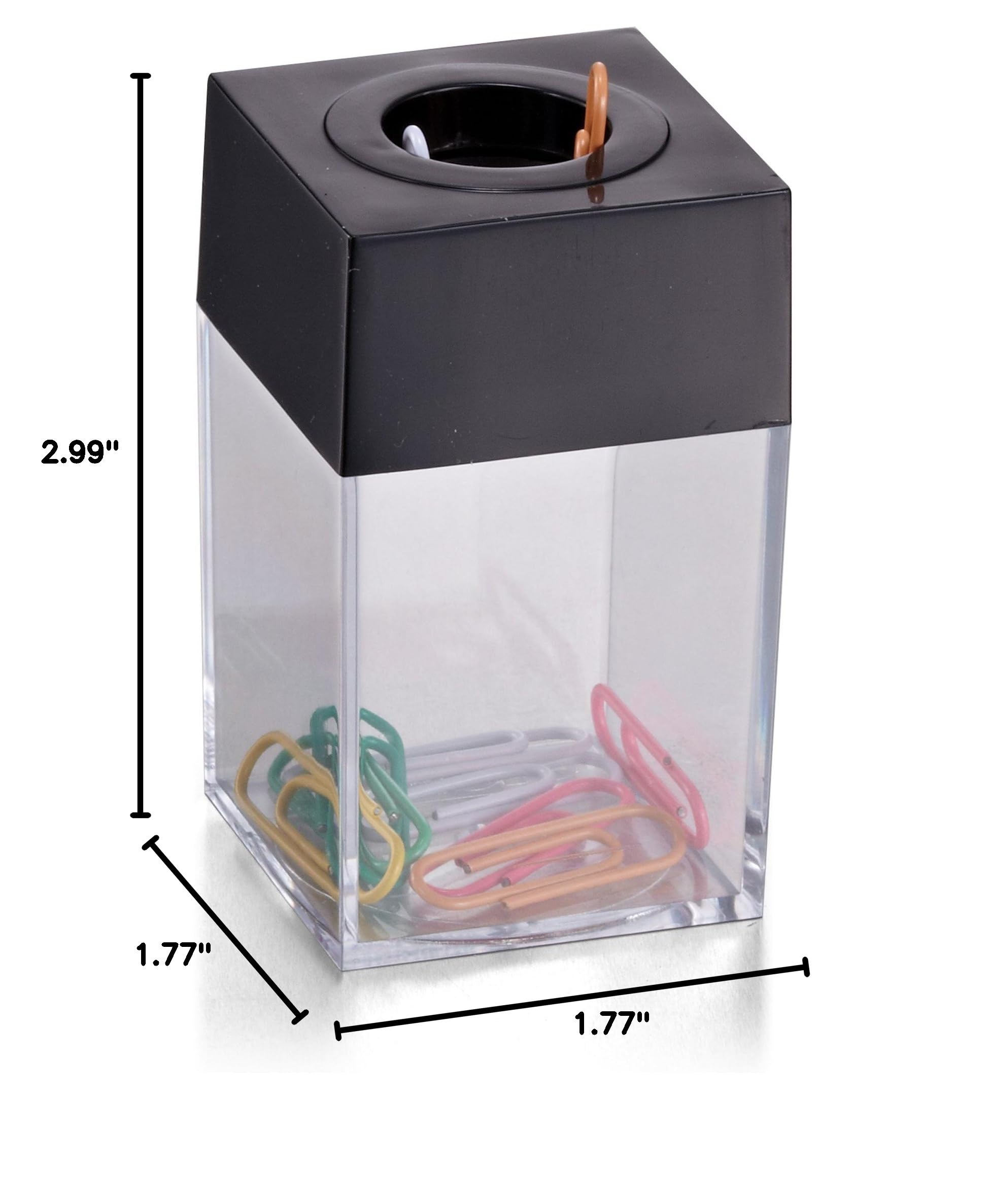 Officemate Small Clip Dispenser with Magnetic Top, Clear/Black (93687) - Image 8