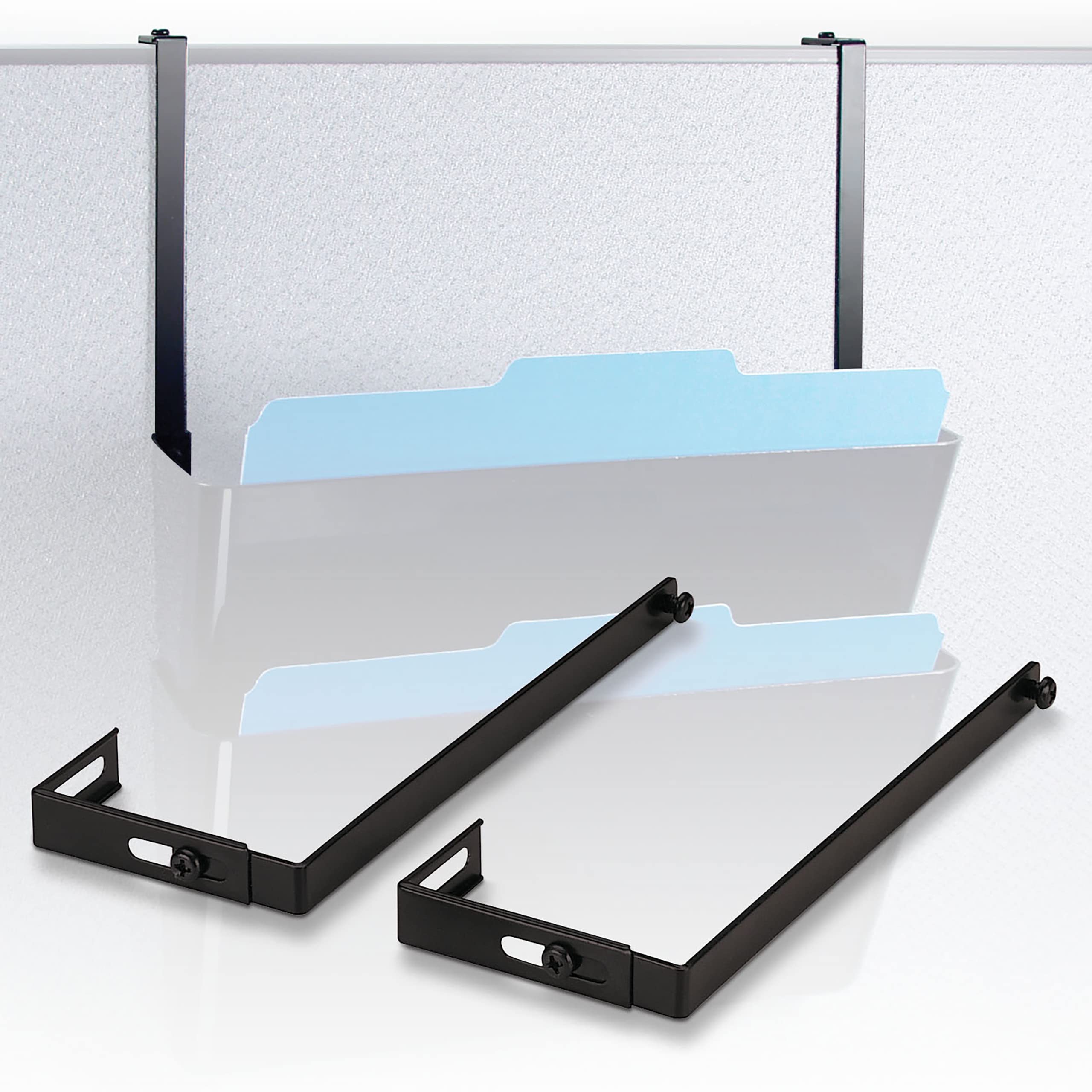 Officemate Universal Partition Hanger Set, Adjusted to fit panels with 1 1/4 inch to 3 1/2 inch thickness, Metal Black (21460), 7" - Image 5