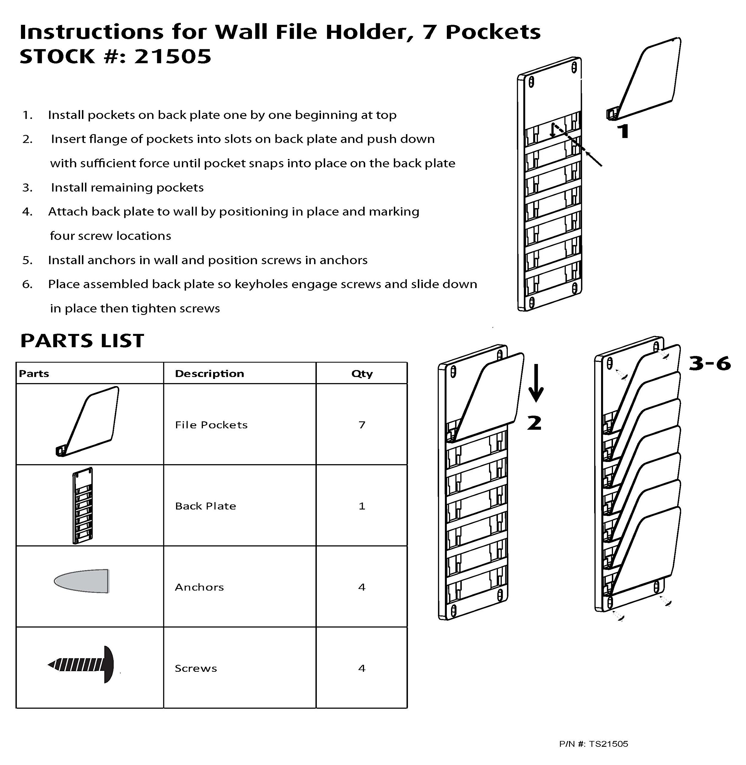 Officemate Wall File Holder, Letter/Legal, 7 Pockets, Black (21505) - Image 5