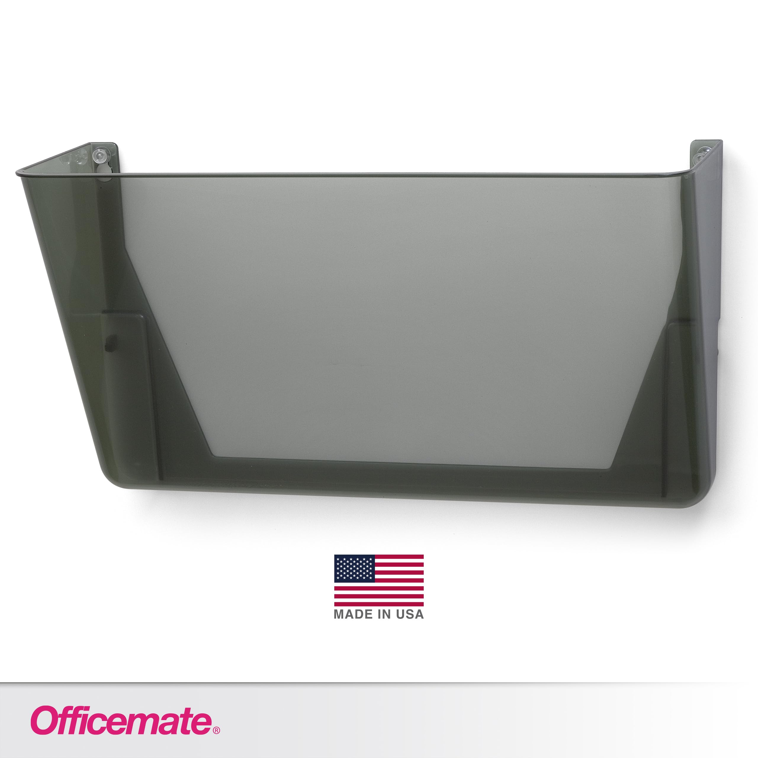 Officemate Wall File, Letter Size, Stackable Wall-Mounted Document Organizer, Plastic Pocket for Files, Mail & Folders, Gray (21431) - Image 3