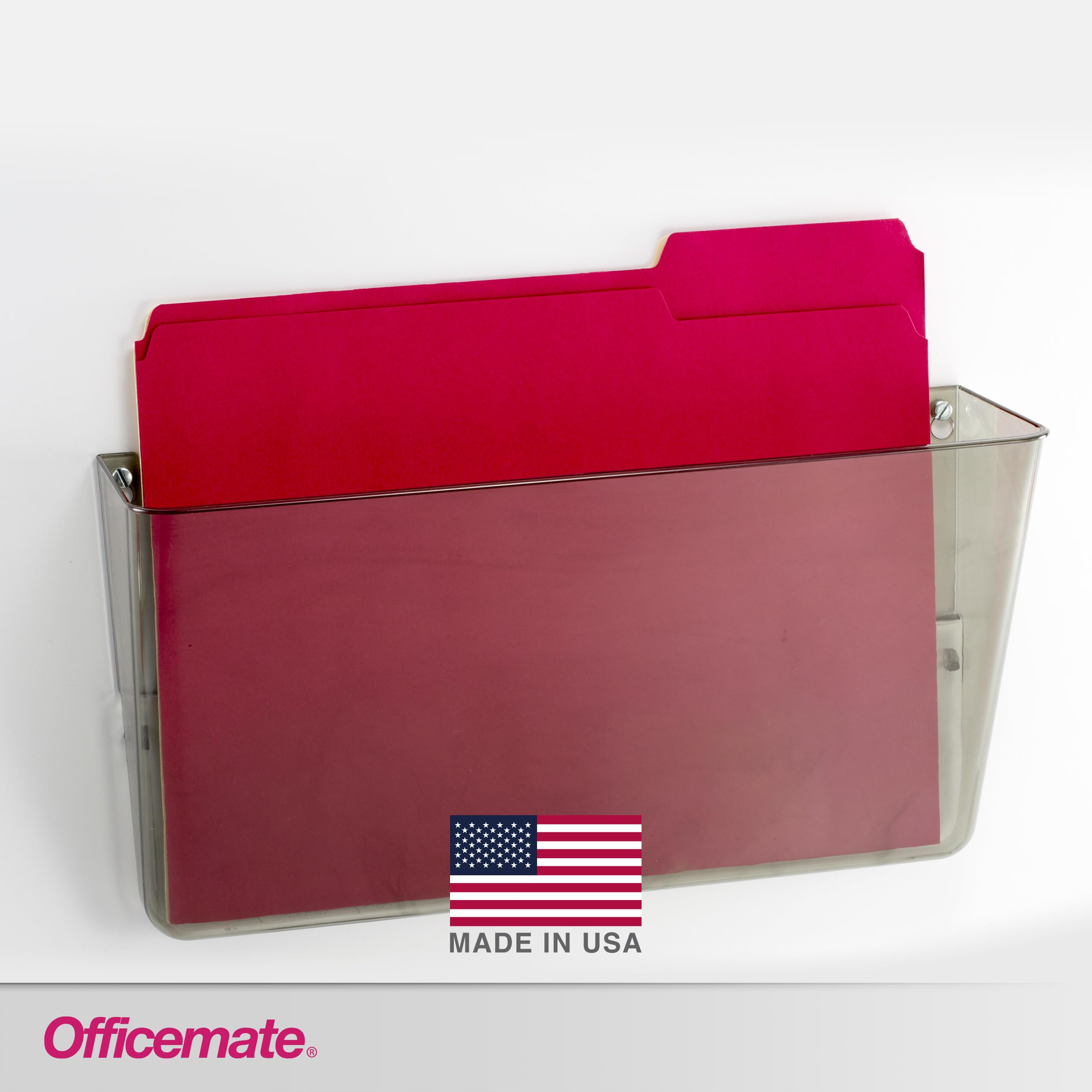 Officemate Wall File, Letter Size, Stackable Wall-Mounted Document Organizer, Plastic Pocket for Files, Mail & Folders, Gray (21431) - Image 4